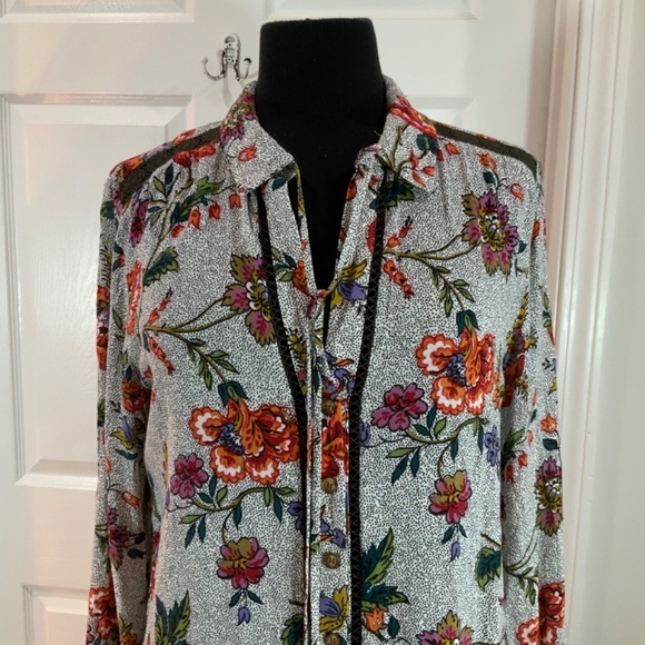 Anthropologie Mauve Janie Floral Peasant Boho Top Size 8 - Picture 3 of 9